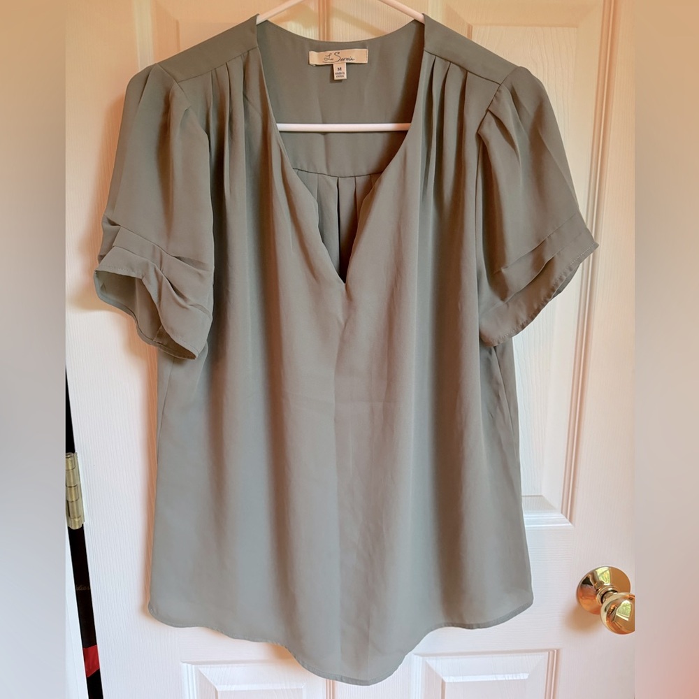 Les Serein Sage Short Sleeve Blouse